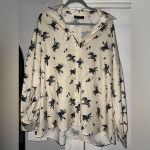 Cowboy/horse blouse button up